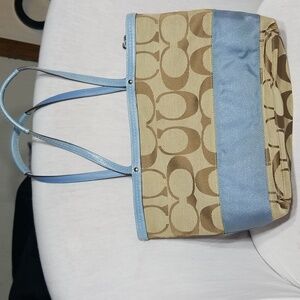 Coach Zip Top Tote  Signature Canvas Bag.